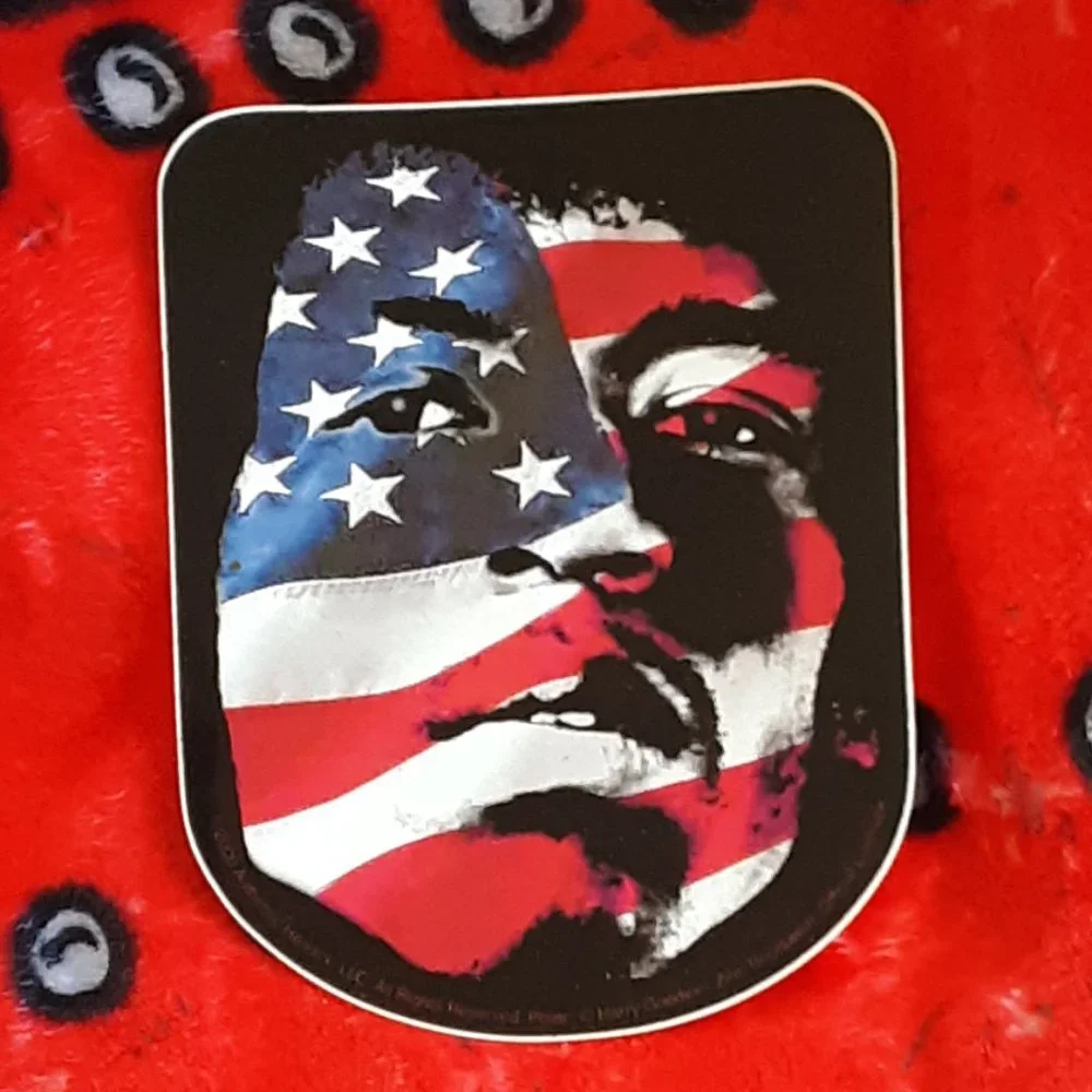 COPY ~ Jimi Hendrix Vinyl Decal Sticker USA Flag Superimposed On Face Vintage